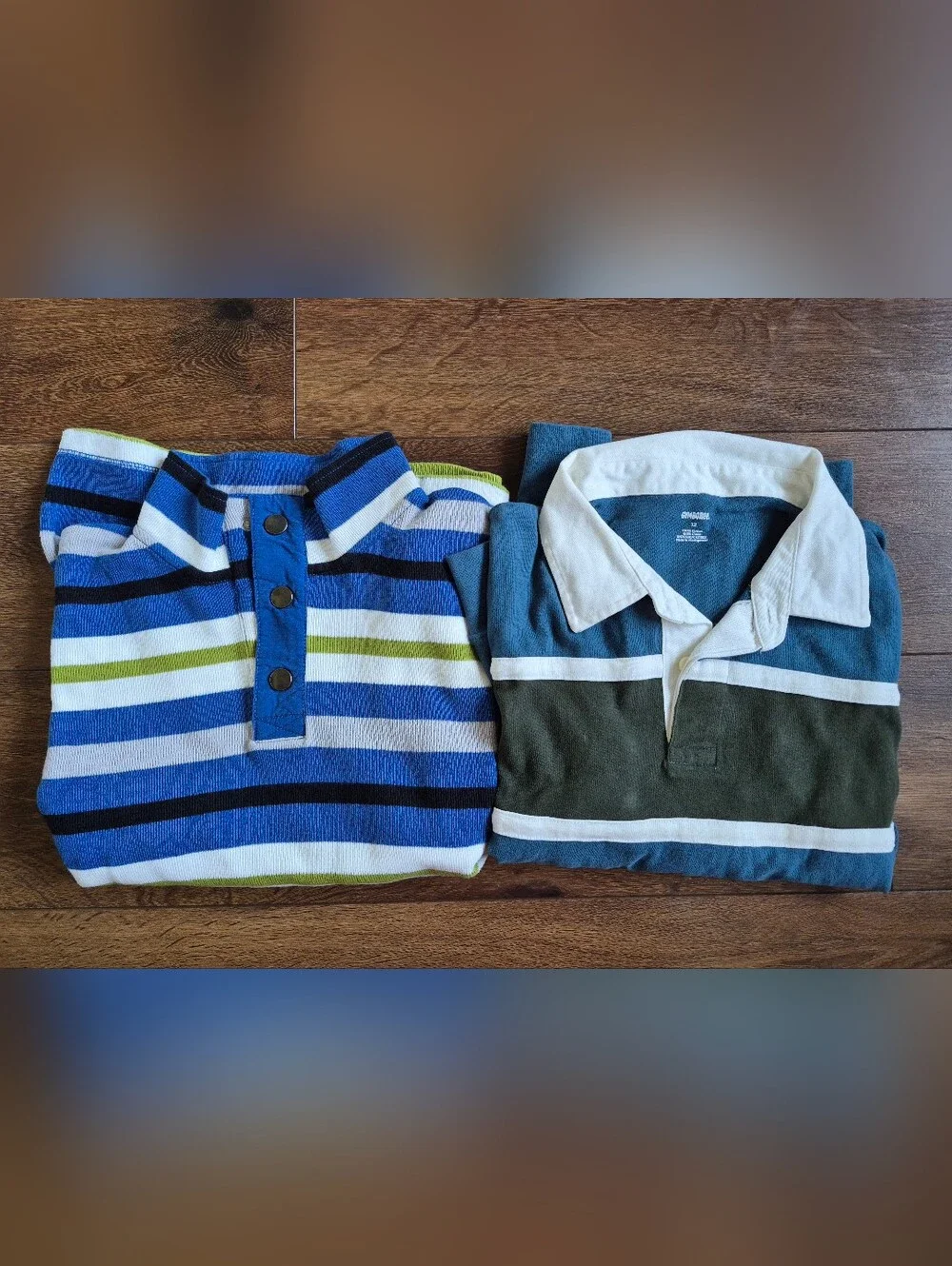 Gymboree Ice Hero Sweatshirt & Rugby Shirt Boys Size 12 Blue Green White